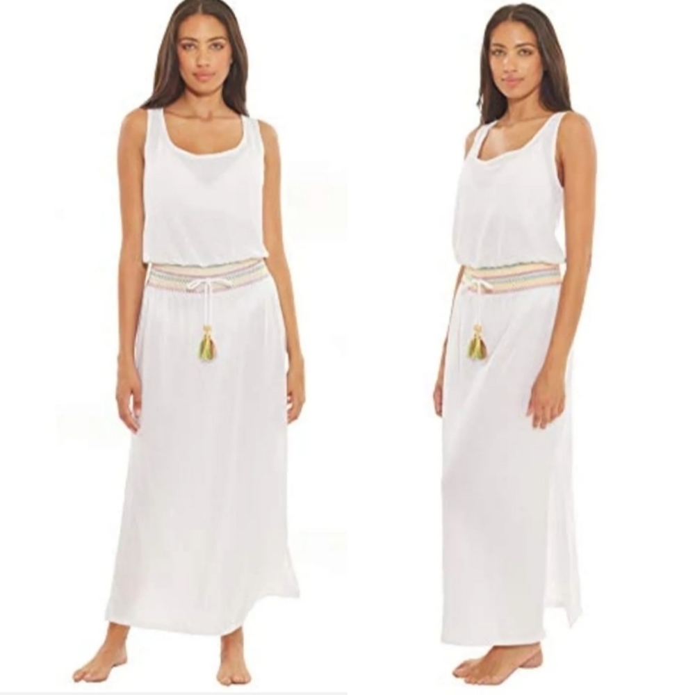 Soluna Sunset Goa Smocked Waist Maxi Dress Swim Cover Up White